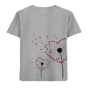 تی شرت آستین کوتاه دخترانه مدل شاپرک قلبی D121