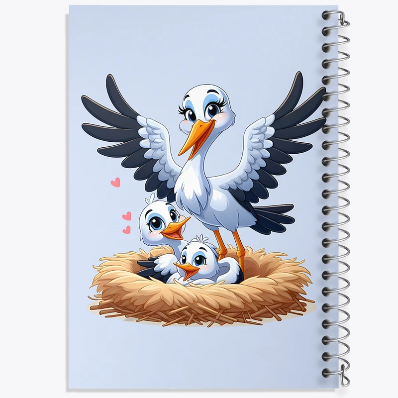 دفتر شطرنجی 50 برگ خندالو طرح لک لک و جوجه های کیوت کد F7858