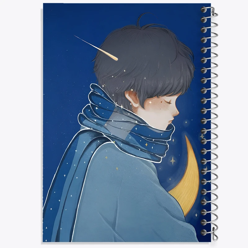 دفتر مشق 50 برگ خندالو طرح پسر و ماه کد N3094