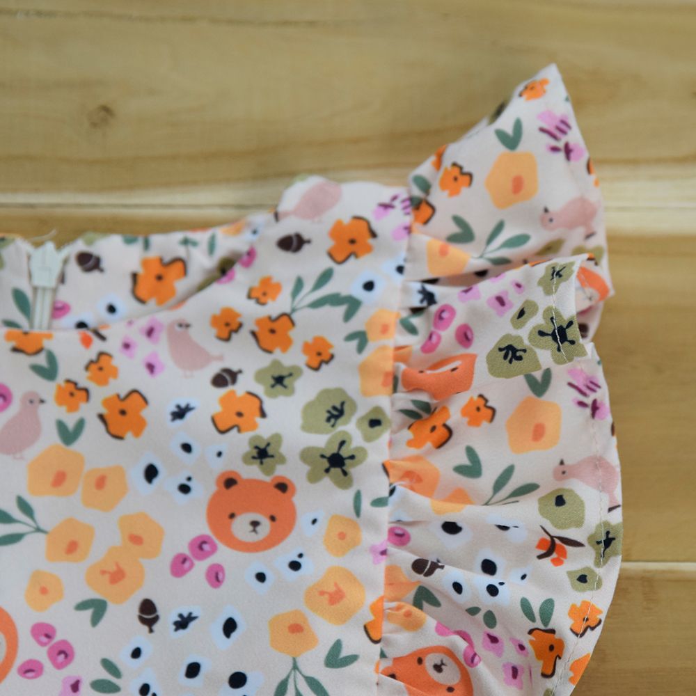 سارافون دخترانه دلنار گالری مدل پرنسسی شکوفه بهار کتان نخ - - 18