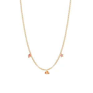 گردنبند طلا 18 عیار دخترانه الی گالری مدل رولو ظریف و نمو ترکیبی مینایی