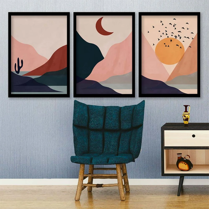 تابلو صبا مدل دکوراتیو مینیمال کد N187 مجموعه 3 عددی