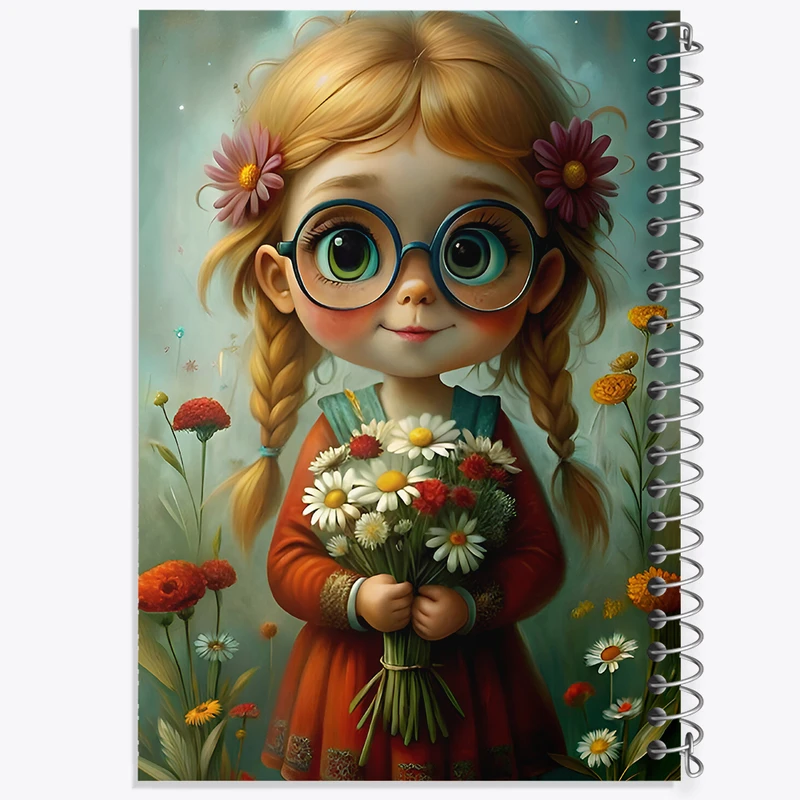 دفتر شطرنجی 50 برگ خندالو طرح دخترانه بانمک کد F7700