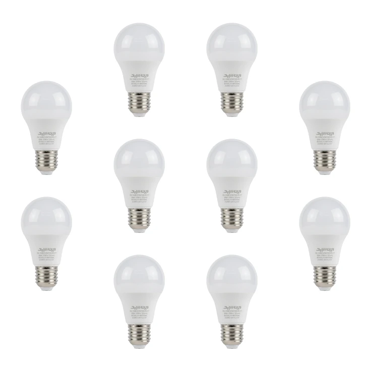 لامپ ال ای دی 9 وات وین شید مدل حبابی پایه E27 بسته 10 عددی
