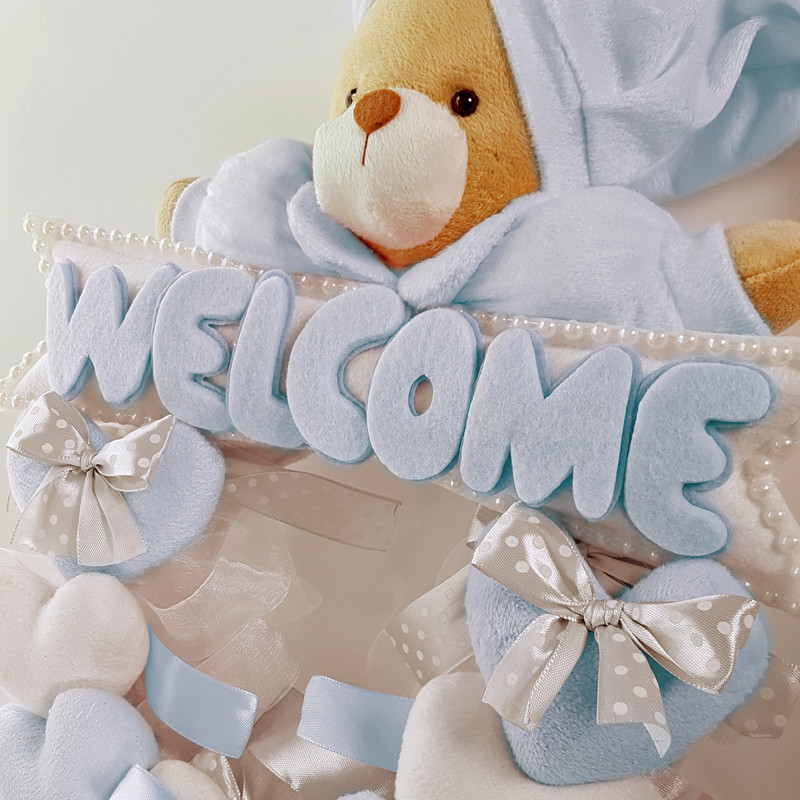 آویز تزیینی اتاق کودک طرح خرس نانان مدل Welcome کد W/Blu