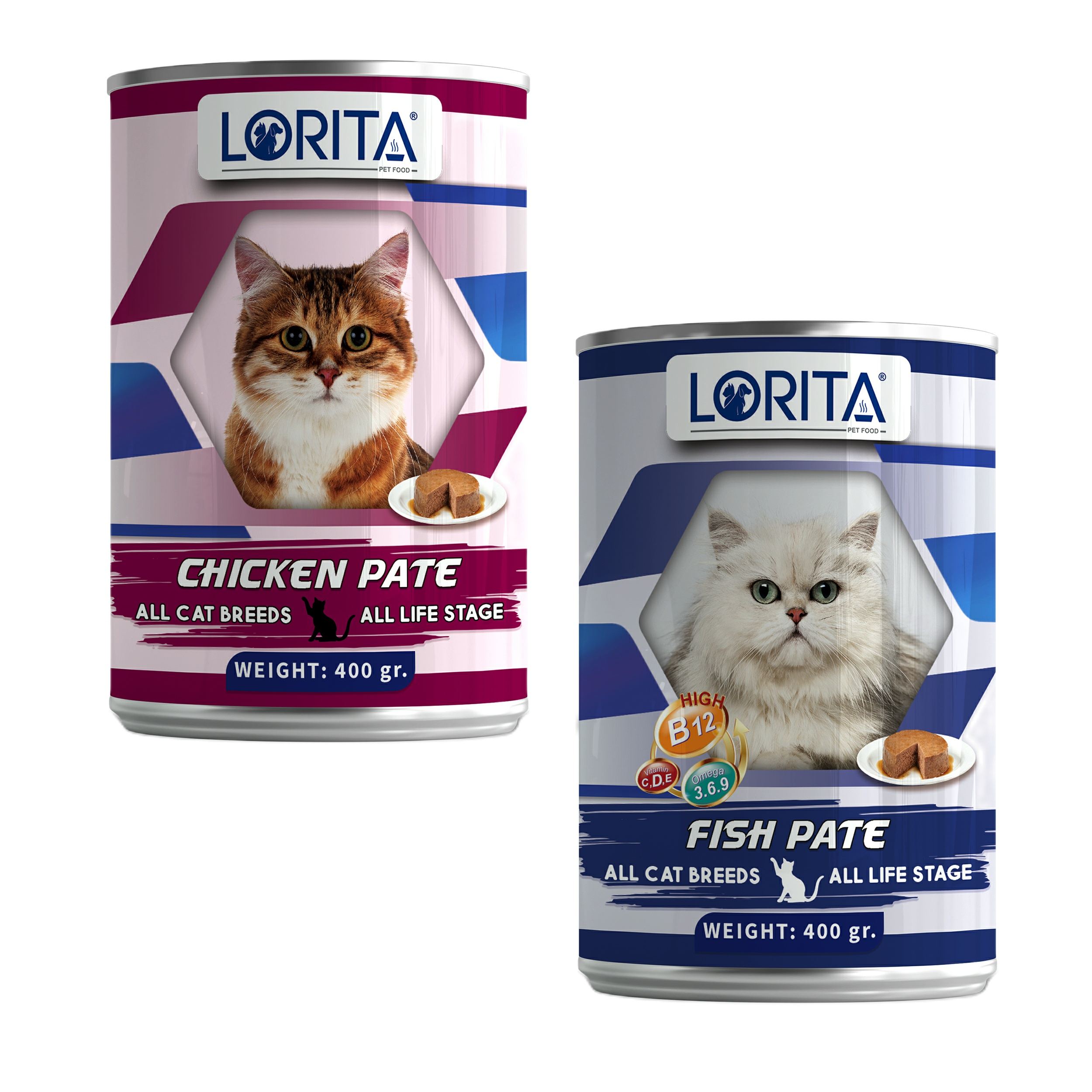کنسرو غذای گربه لوریتا مدل CHICKEN & FISH PATE وزن 400 گرم مجموعه 2 عددی