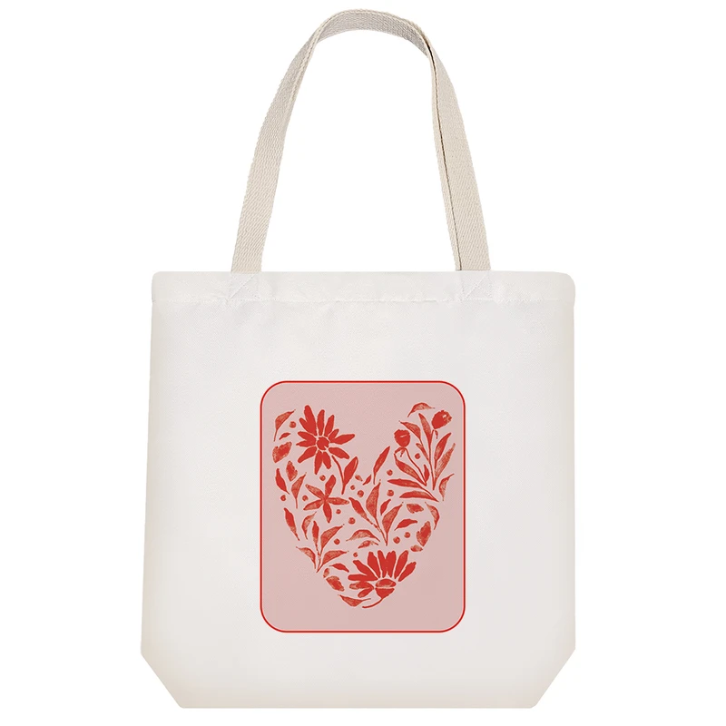 ساک خرید خندالو طرح قلب گلی قرمز کد 10349