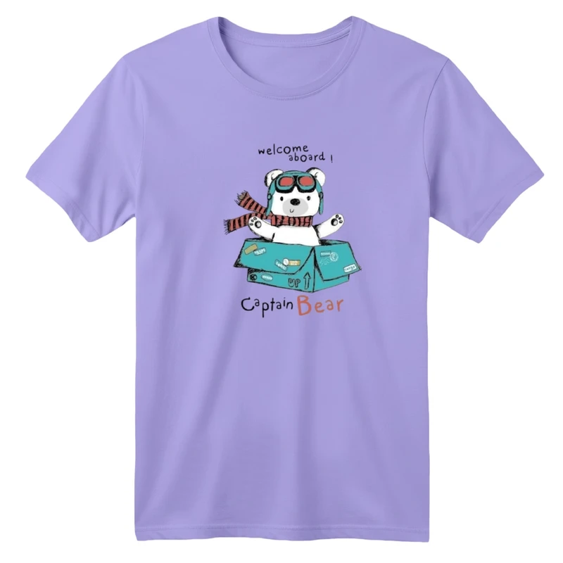 تی‌شرت آستین کوتاه لانگ یقه گرد  بچگانه مدل خرس و جعبه