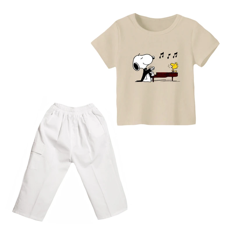 ست تی شرت و شلوارک پسرانه مدل اسنوپی کد ۱۷