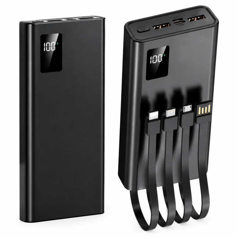 پاوربانک 22.5 وات مدلN-67 ظرفیت20 هزار میلی آمپر ساعت به همراه 4 کابل شارژ USB، USB-C، لایتنینگ و Micro USB