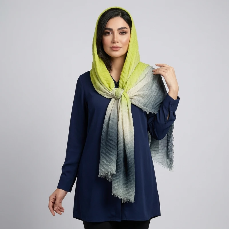 روسری زنانه نخی مدل پلیسه آبرنگی کد 005