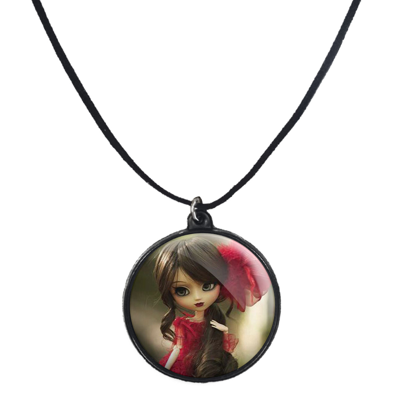 گردنبند پرمانه طرح عروسک زیبا کد pmb.2433 مدل دو طرفه