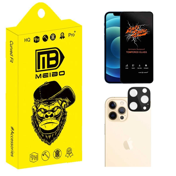 محافظ صفحه نمایش میبو مدل Transparent Antistatic مناسب برای گوشی موبایل اپل iPhone 12 Pro به همراه محافظ لنز دوربین