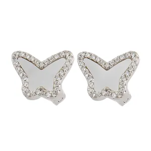 گوشواره نقره زنانه بازرگانی میلادی مدل پروانه صدفی کد GZN_237