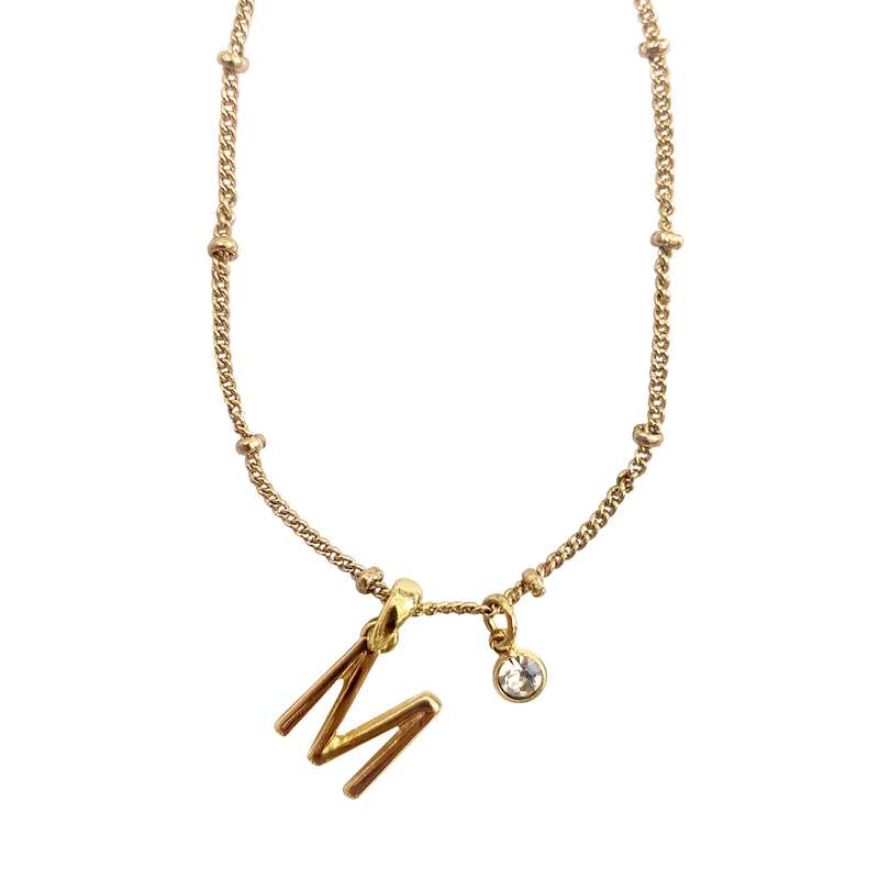 گردنبند زنانه مدل حروف M نگین دار کد BD 03