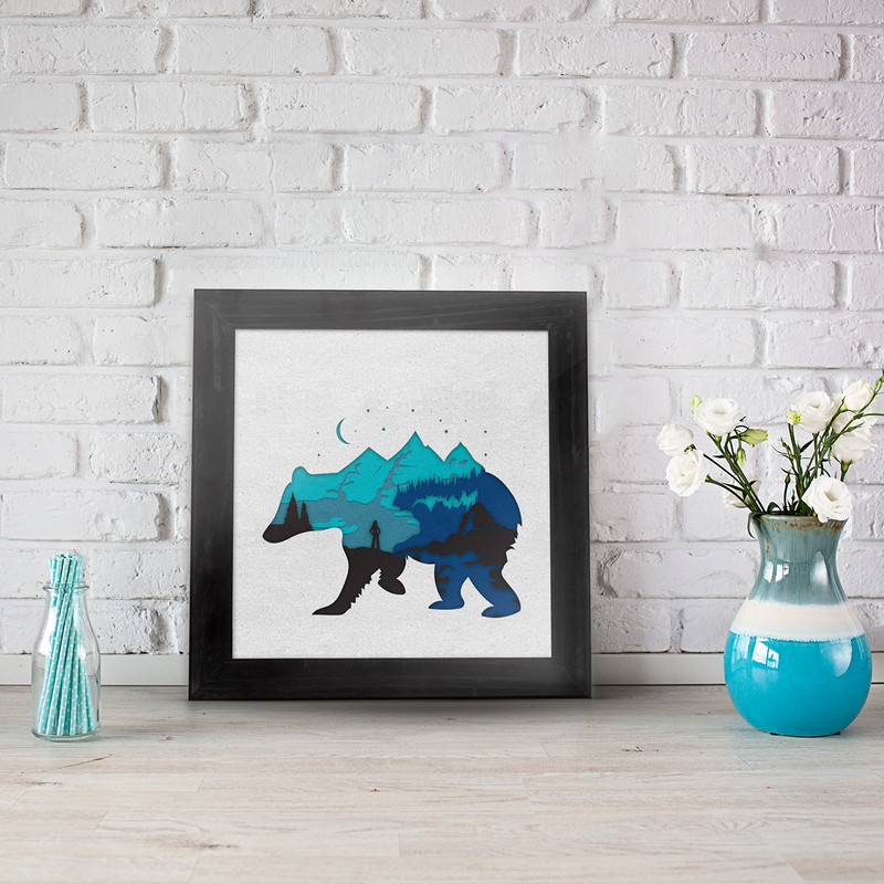 تابلو مدل ناول خرس و کوهستان سه بعدی