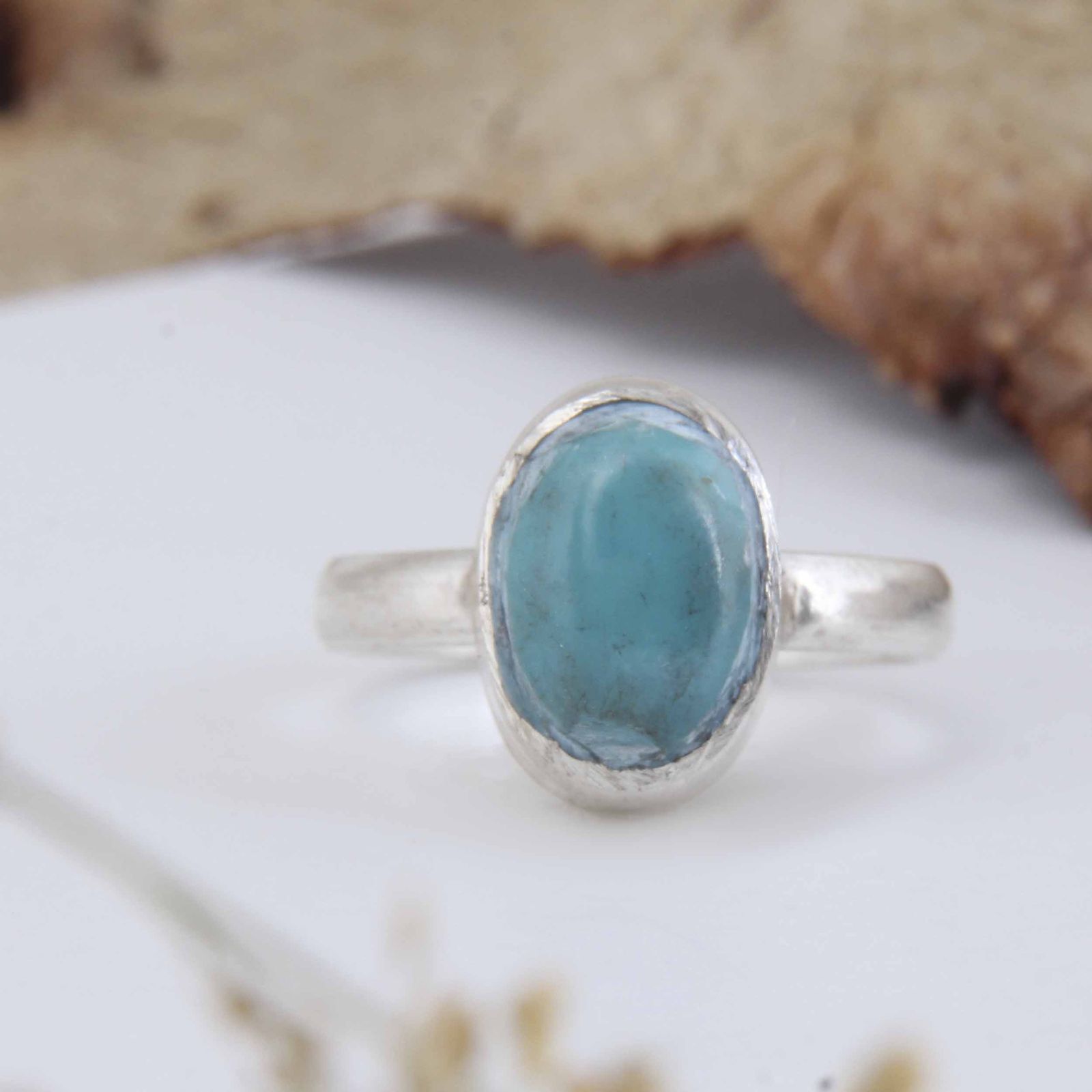 انگشتر نقره زنانه مدل رکاب دست ساز فیروزه نیشابور کد AW_736 - - 5