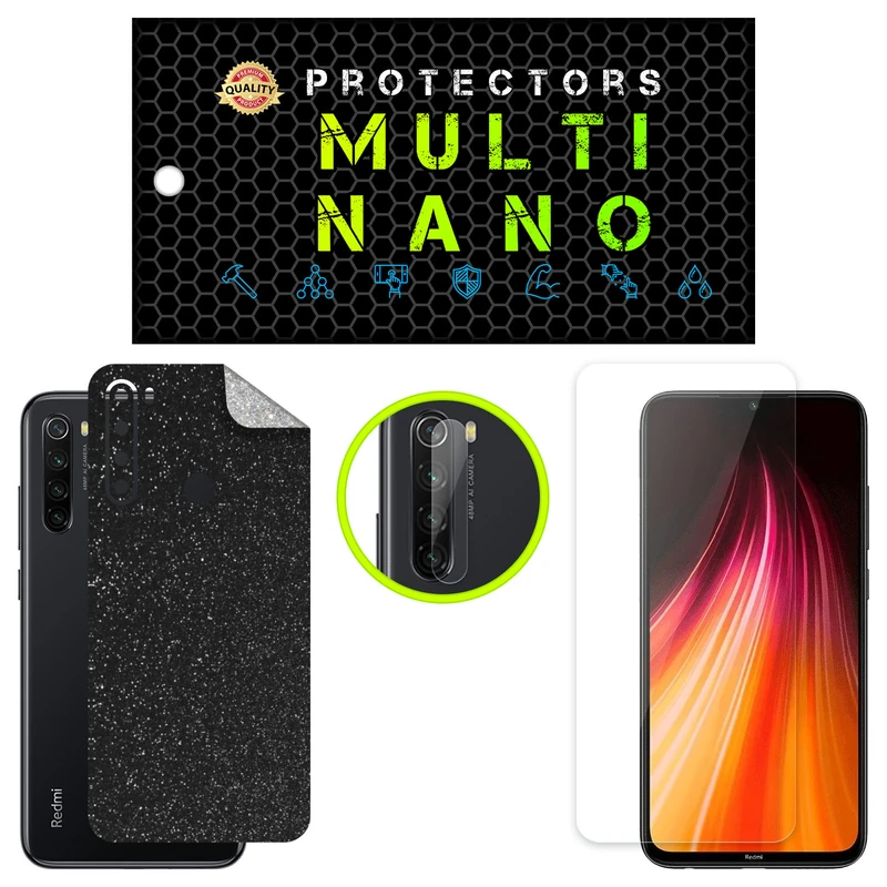محافظ صفحه نمایش مولتی نانو مدل X-SLFG مناسب برای گوشی موبایل شیائومی Redmi Note 8 به همراه برچسب پوششی و محافظ لنز دوربین