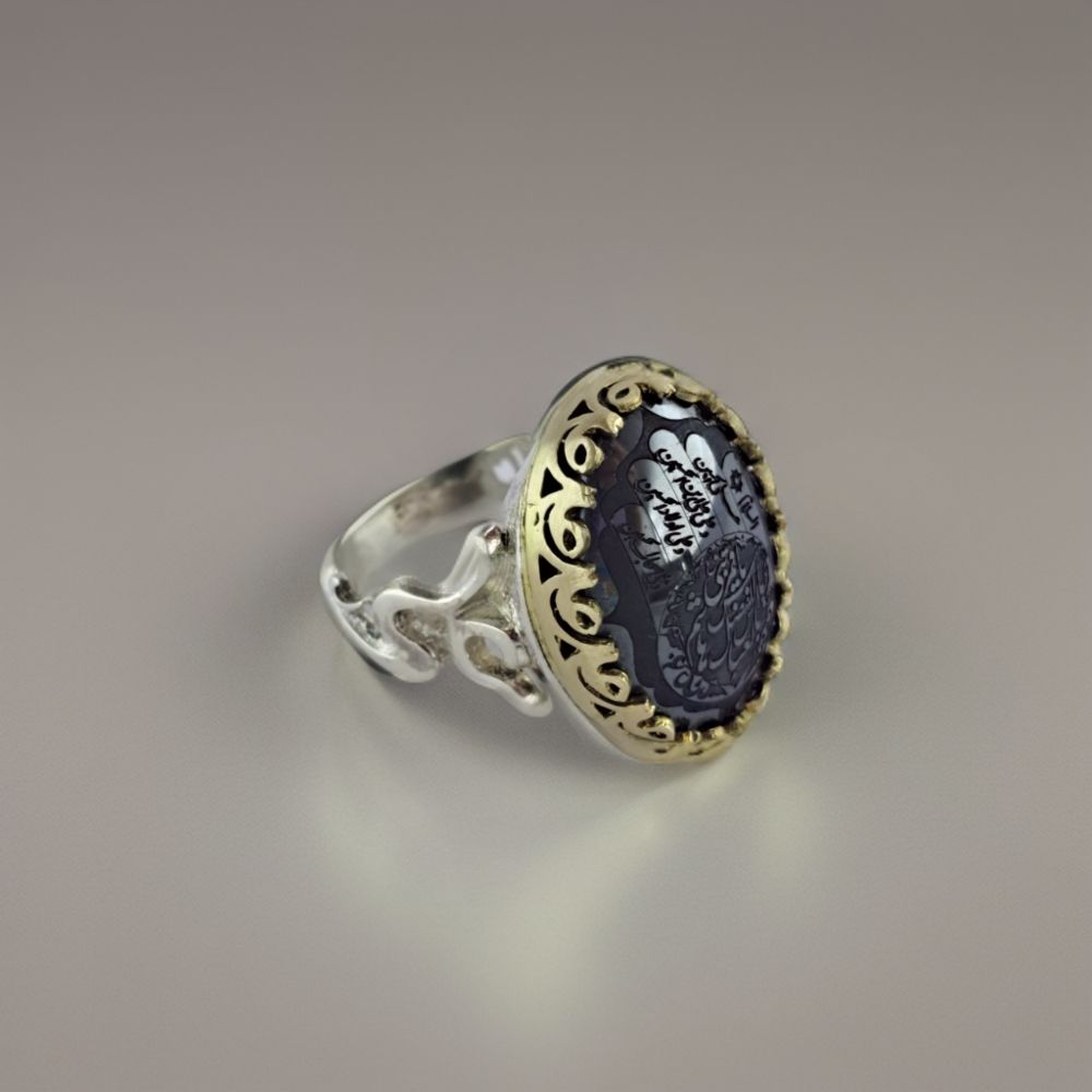 انگشتر نقره مردانه ملک زیور مدل نگین حدید کد 337 -  - 2