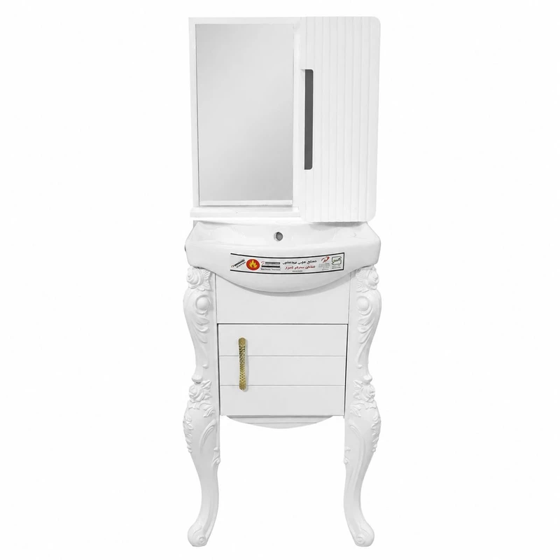 ست کابینت و روشویی مدل نیم پا به همراه آینه و باکس