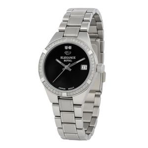 ساعت مچی عقربه‌ای کوارتز زنانه الگانس مدل لوکس بند استیل قاب دور نگین کد E3