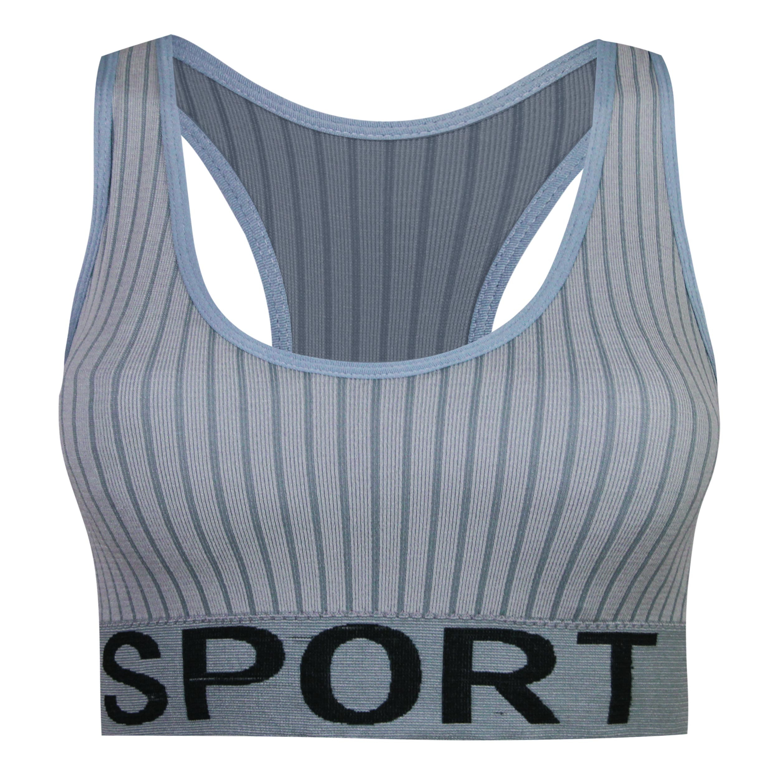 نیم تنه ورزشی زنانه ماییلدا مدل قهرمانی بدون فنر پددار کد 4560 رنگ آبی
