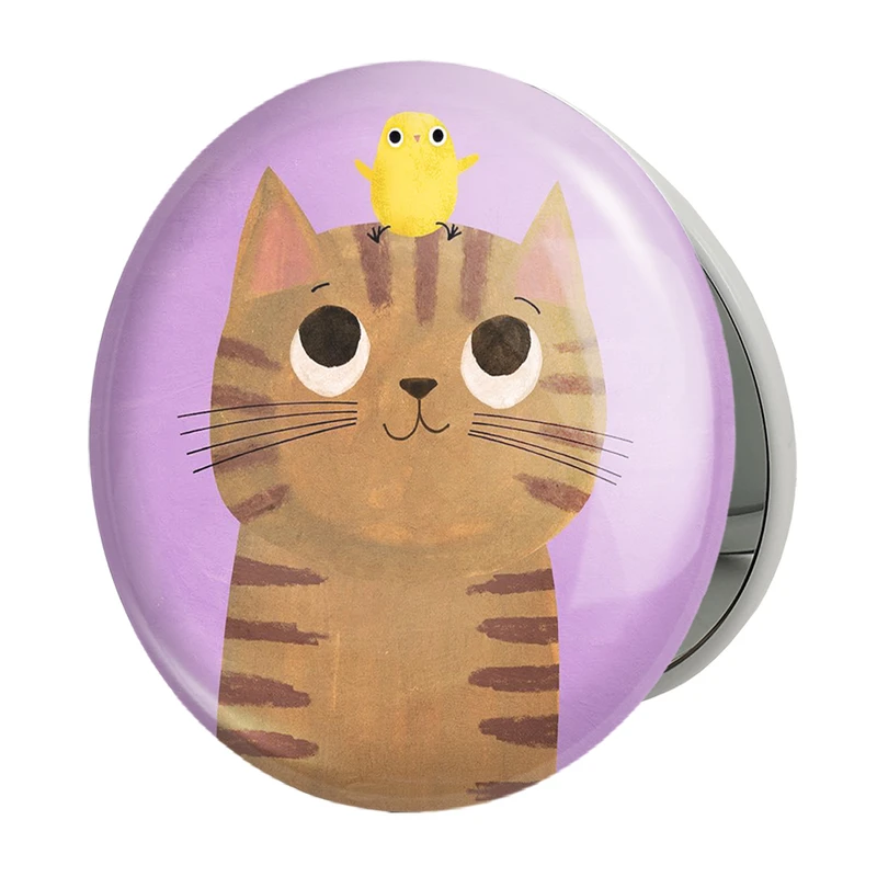 آینه جیبی خندالو طرح گربه مدل تاشو کد 5135 