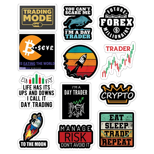 استیکر لپ تاپ توییجین و موییجین طرح تریدر کد 12 مجموعه 12 عددی