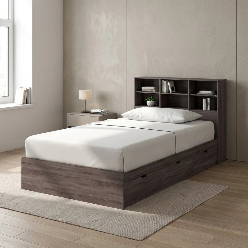 تخت خواب یک نفره اسمردیس مدل R110 - MDF سایز 200*160 سانتی متر