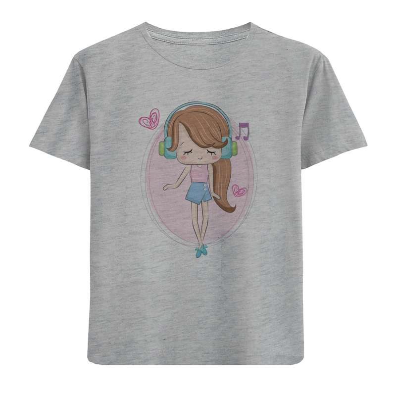 تی شرت آستین کوتاه دخترانه مدل دخترهدفون D7