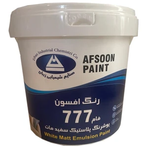 رنگ تمام پلاستیک سفید رنگ افسون مدل ساختمانی کد 777 حجم 3.8 لیتر