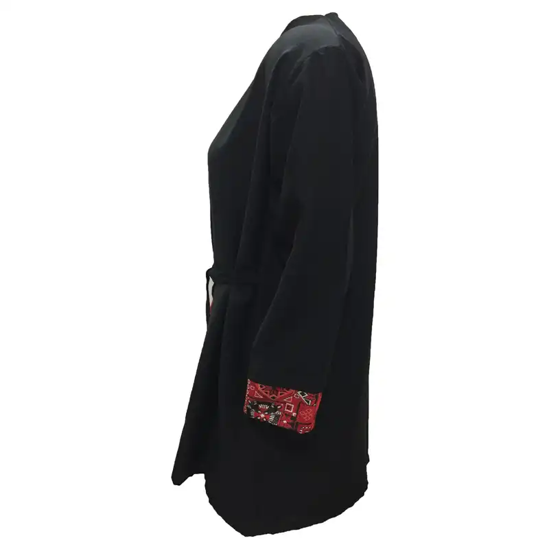 مانتو زنانه مدل بابوس نخی tm-2691 رنگ مشکی