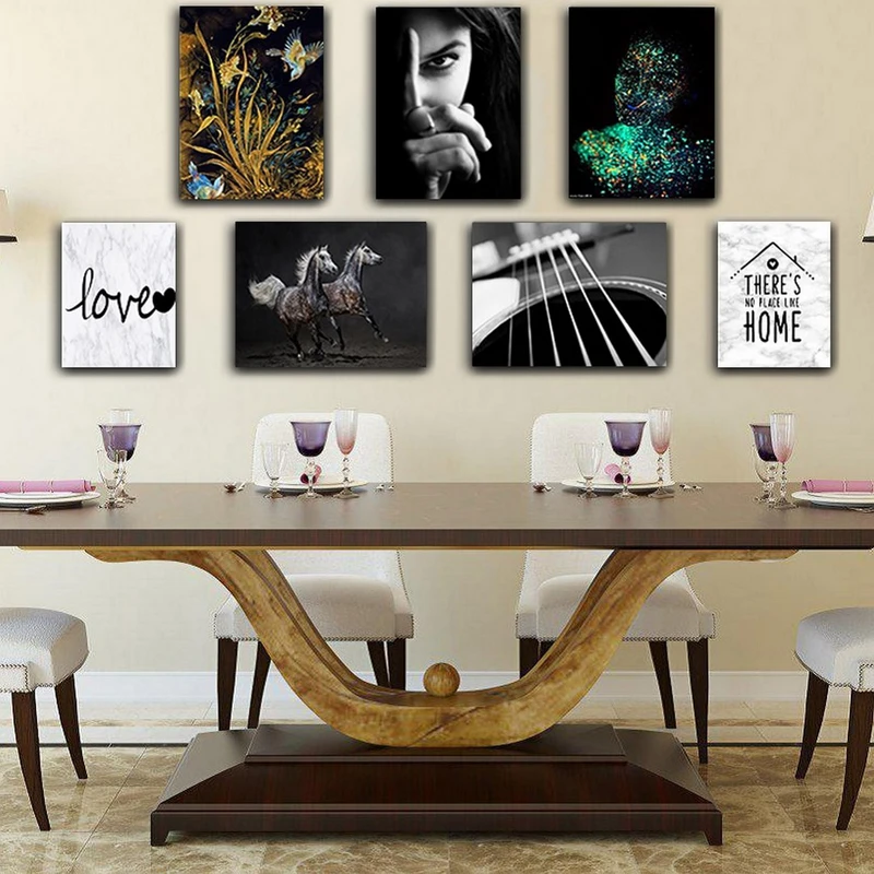 تابلو شاسی بکلیت طرح گیتار و چهره و اسب سیاه مدل SH-149 مجموعه 7 عددی