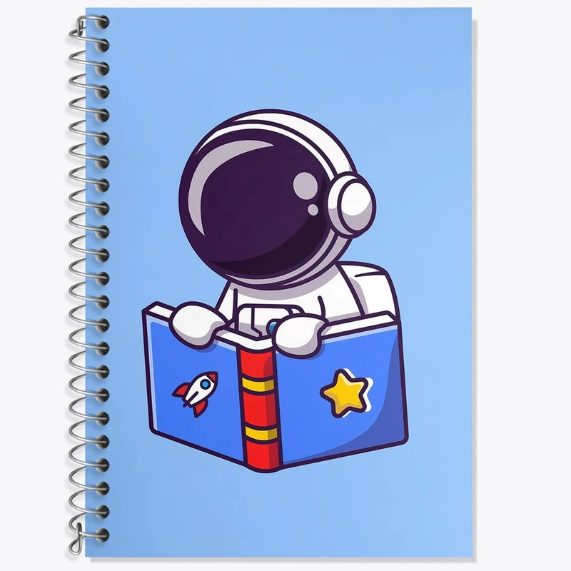 دفتر زبان 50 برگ خندالو مدل دو خط طرح فضانورد کد 25063