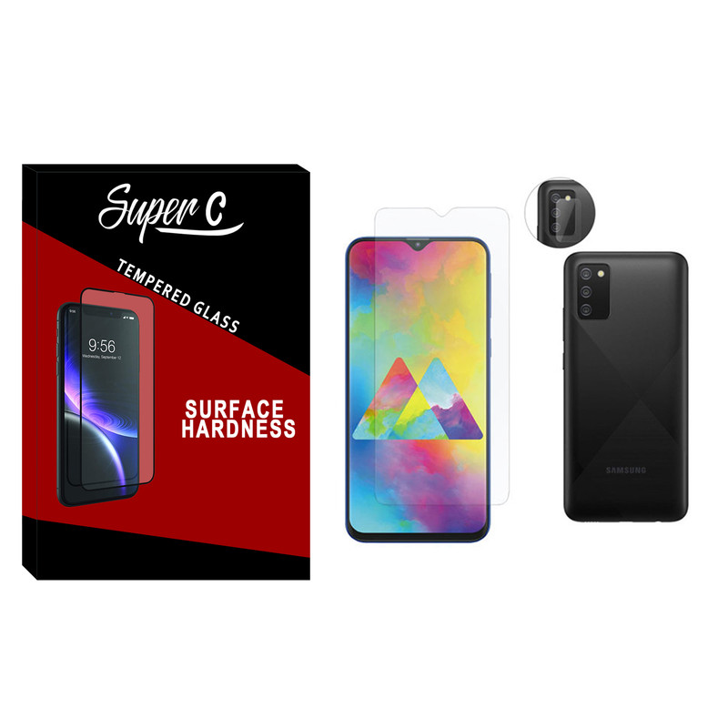 محافظ صفحه نمایش سوپرسی مدل SDHC-01 مناسب برای گوشی موبایل سامسونگ Galaxy A20s به همراه محافظ لنز دوربین