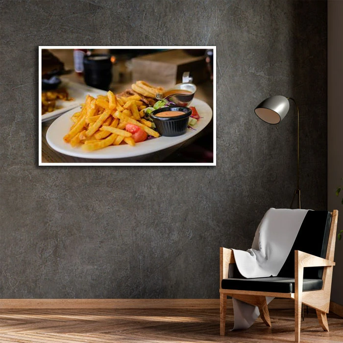 تابلو بکلیت طرح سیب زمینی سرخ کرده مدل W-D2254 فریم سفید