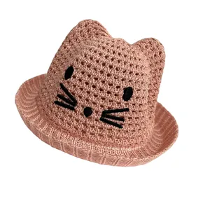 کلاه حصیری بچگانه مدل گربه ای فانتزی کد PIN 33