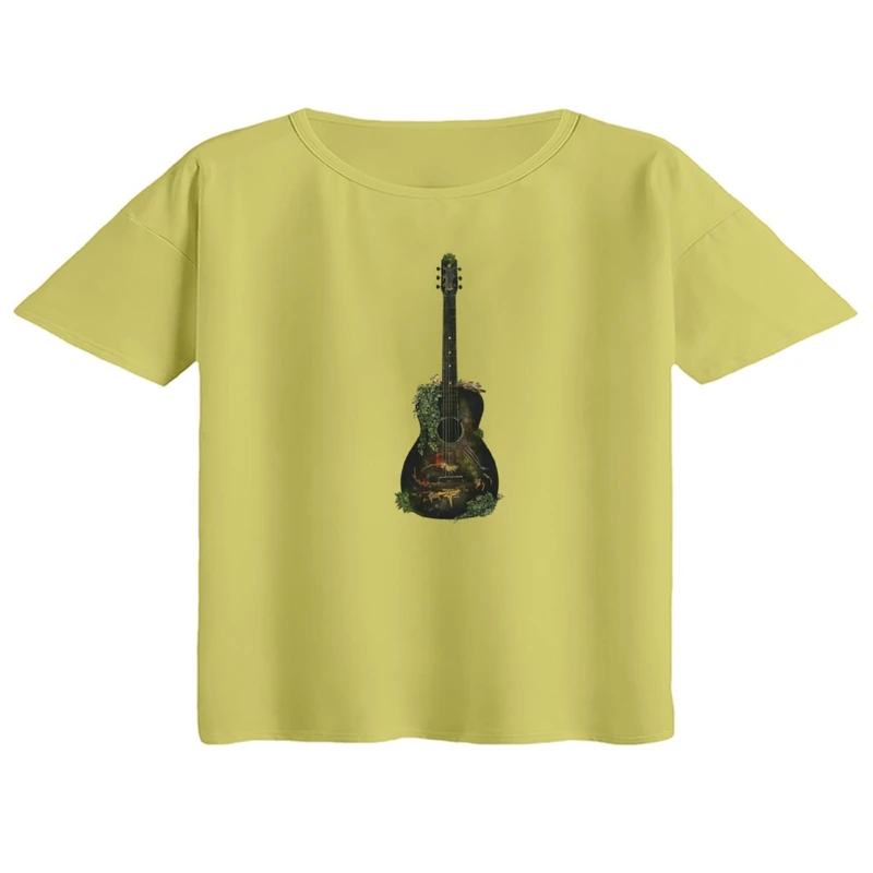 کراپ تی‌شرت آستین کوتاه زنانه مدل گیتار last of us