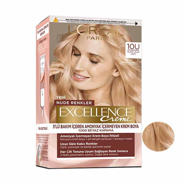 کیت رنگ مو لورآل مدل Excellence شماره 10U حجم 48 میلی لیتر رنگ بلوند روشن