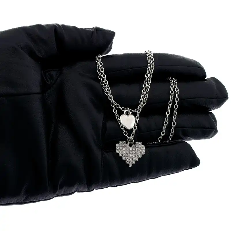 گردنبند زنانه برانت طرح قلب نگین دار دو لاین