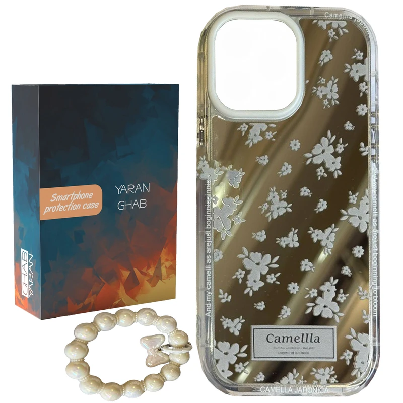 کاور قاب یاران مدل گل کاملیا مناسب برای گوشی موبایل اپل iPhone 12 به همراه بند
