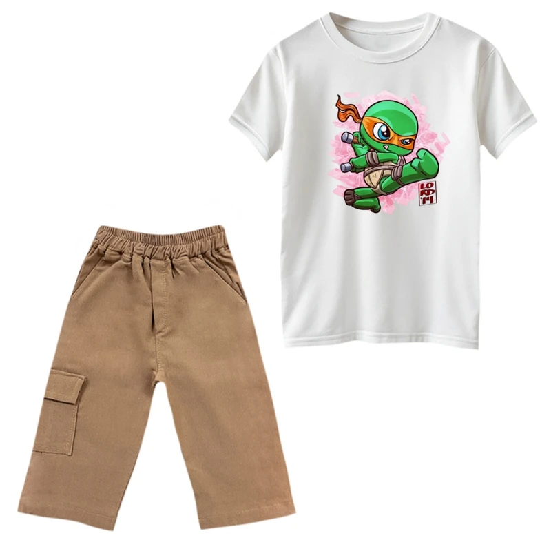 ست تی‌شرت و شلوارک پسرانه مدل لاکپشت های نینجا کد 15