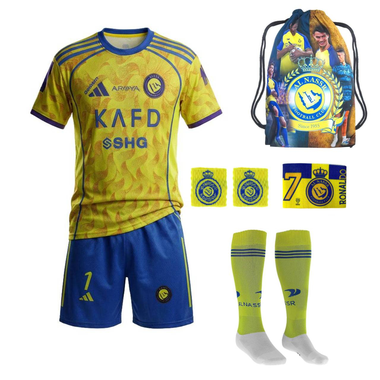 ست 7 تکه لباس ورزشی پسرانه مدل النصر طرح رونالدو 2026