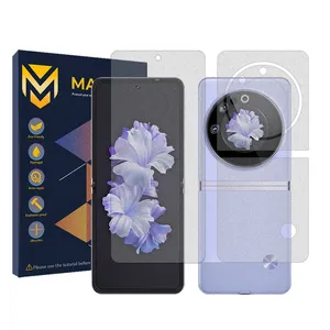 Master Resistant model matte screen protector suitable for Tecno Phantom V Flip mobile phone along with the back of the phone