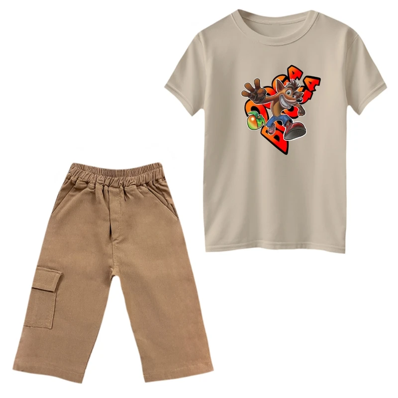 ست تی‌شرت و شلوارک پسرانه مدل کراش کد 2