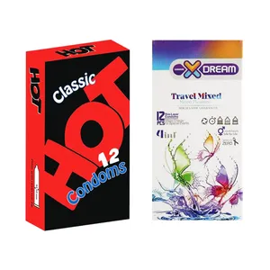 کاندوم ایکس دریم مدل Travel Mixed بسته 12 عددی به همراه کاندوم هات مدل Classic بسته 12 عددی