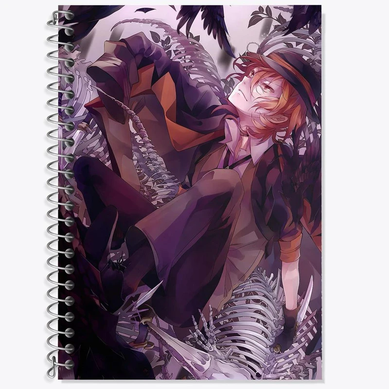 دفتر زبان 50 برگ خندالو مدل دو خط طرح چویا سان انیمه سگ های ولگرد بانگو کد 11799