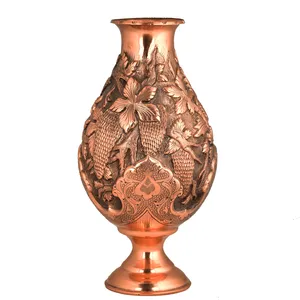 گلدان قلمزنی مدل لاله ای گل و مرغ کد gh003