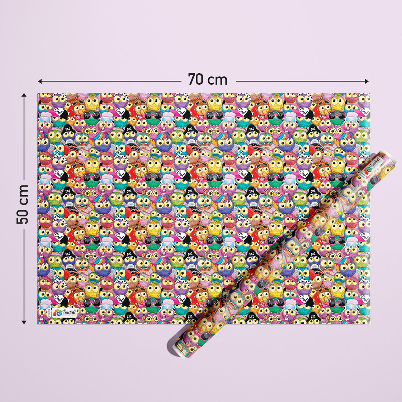 کاغذ کادو صدفی طرح پرنده های رنگی بسته 2 عددی