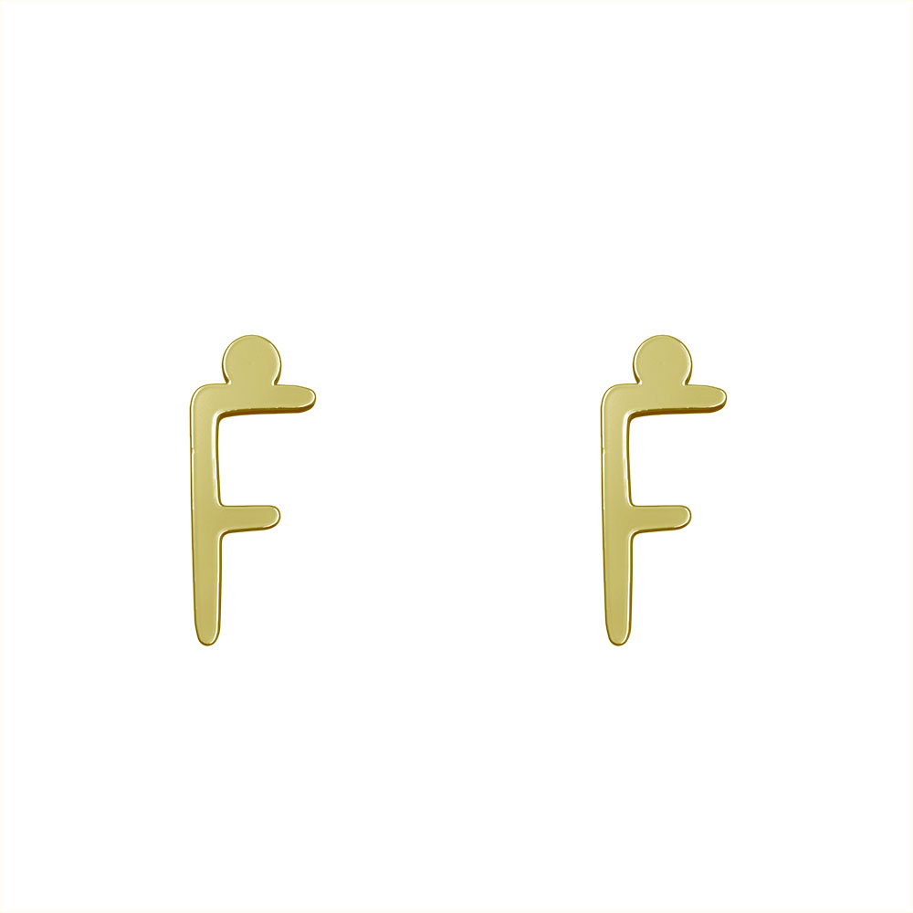 گوشواره طلا 18 عیار زنانه مدوپد مدل حرف F کد GA1-17178